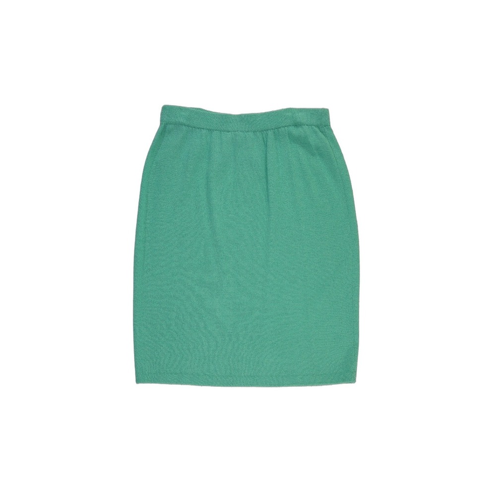 St John Collection Pencil Knit Skirt Womens Size 16 Green Santana Elastic Waist